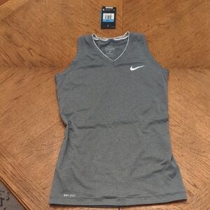 NWT Women's Nike Gray Pro Combat Compression Dri-Fit Top